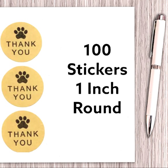 CLEARANCE 100 Paw Print Thank You Stickers - Picture 2 of 3